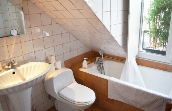 Luxury studio Rue Saint-Honoré Paris 1st – bathroom with bathtub and skylight