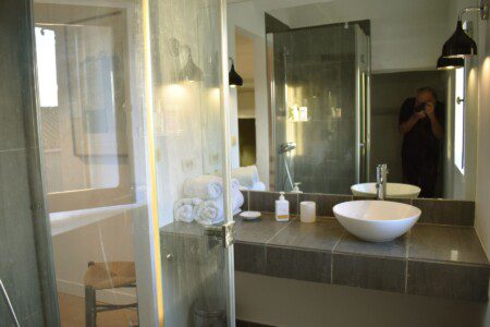 Les Oliviers Sink and Shower on Mezzanine